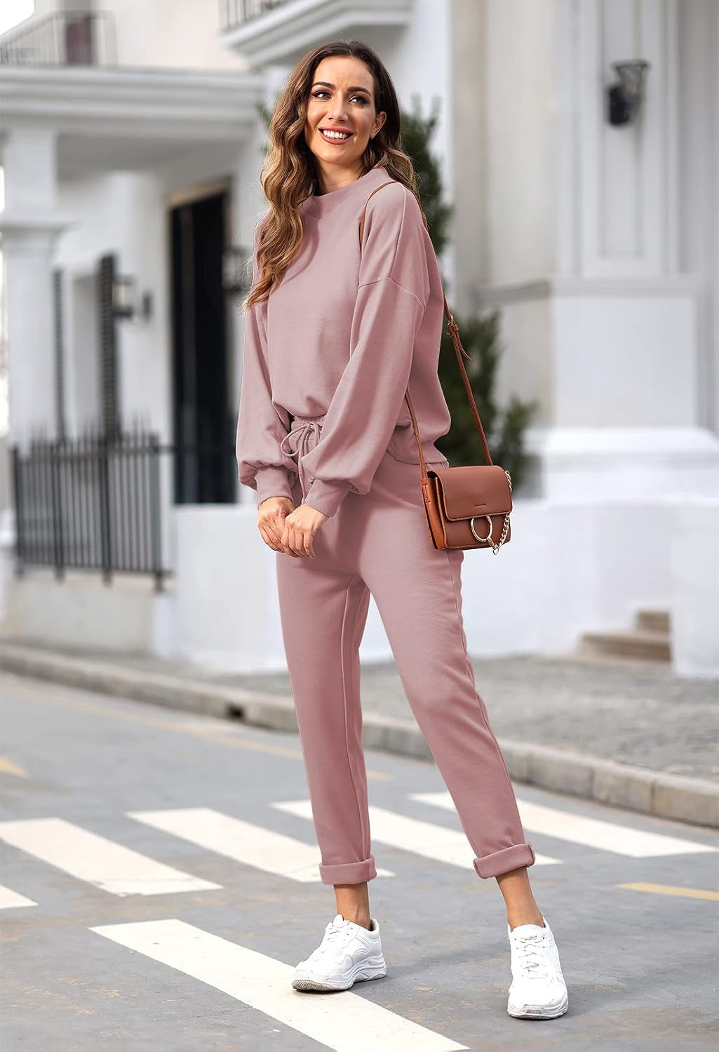 Women'S 2 Piece Outfits Long Sleeve Pullover Sweatshirt Jogger Pants Sweatsuit
