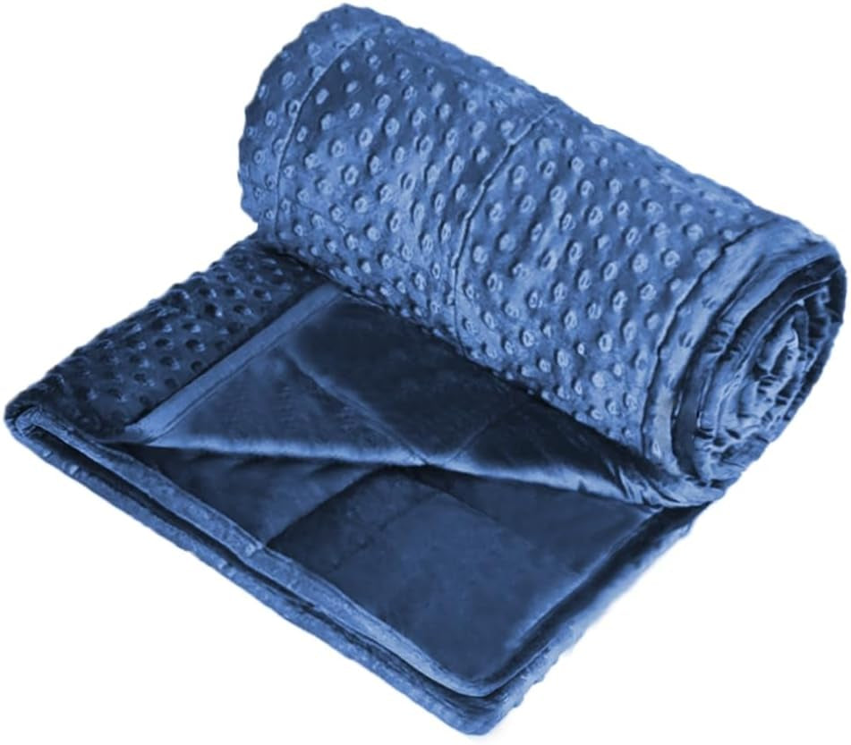 Reversible Weighted Blanket for All Season, Luxury Velvet, Warm and Cool, Adult 5Lb Blue Weighted Blanket, Enjoy Sleeping Anywhere(Blue,36"X48" 5Lbs)