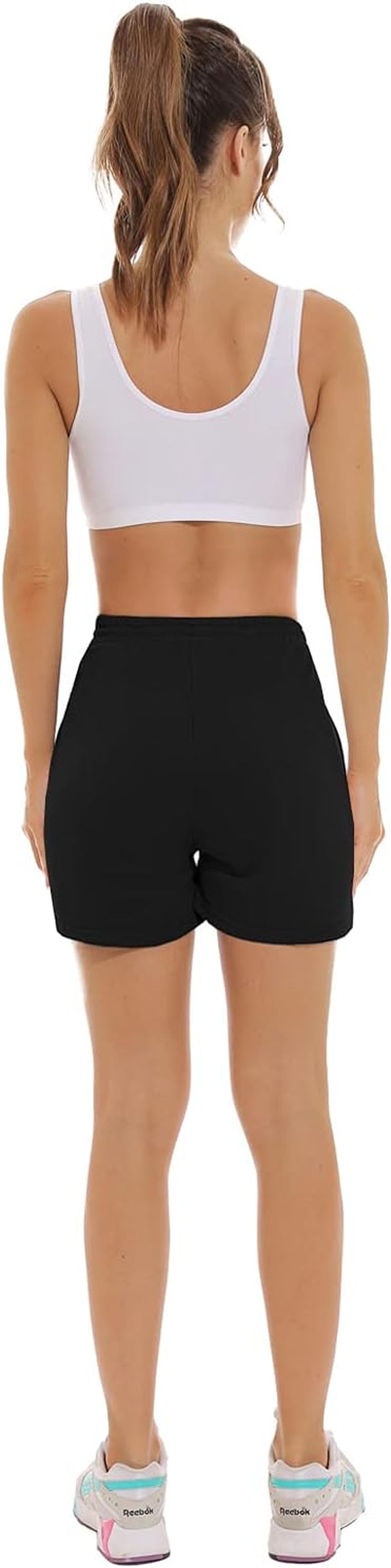 Womens Shorts Casual Summer Workout Running with Drawstring Pockets Black
